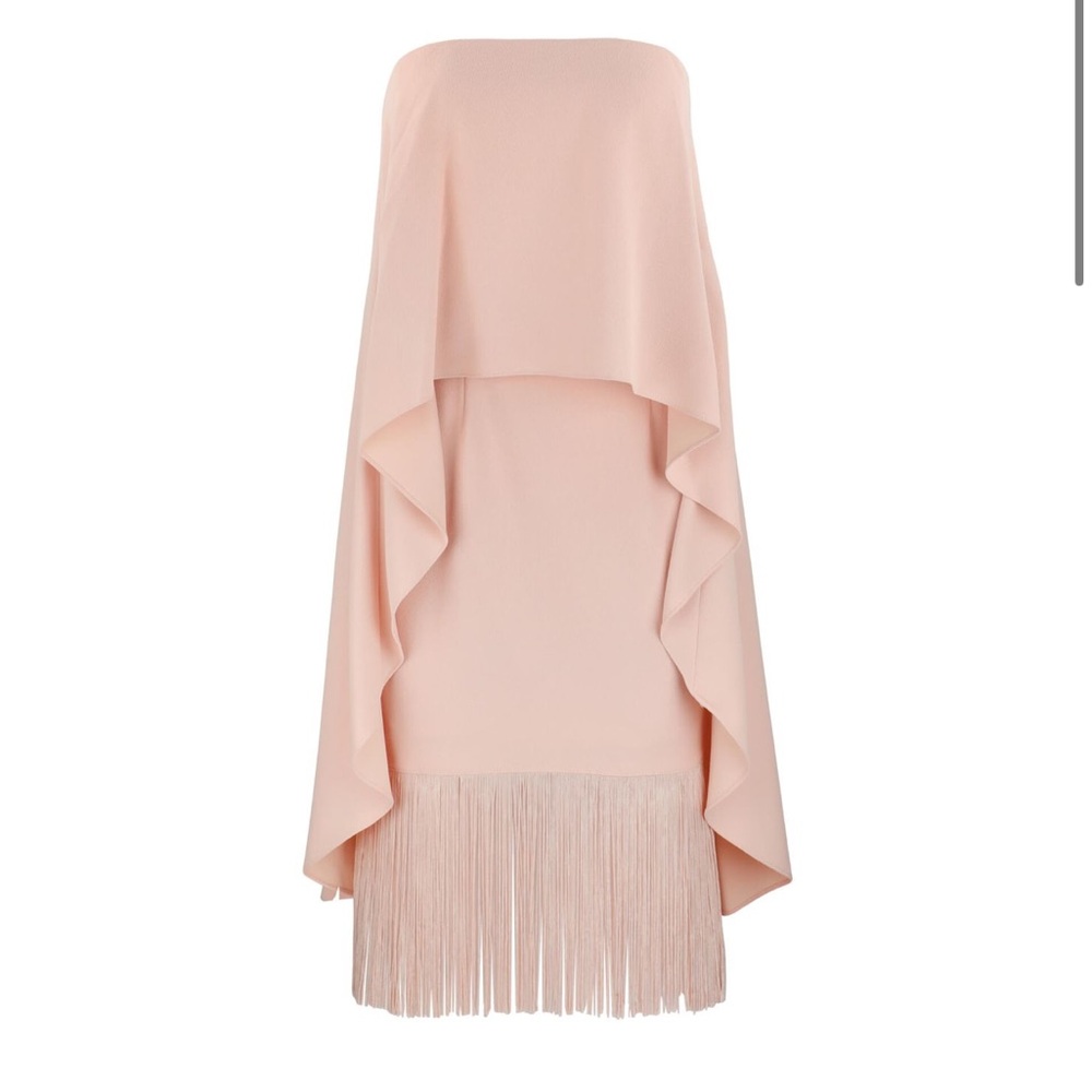 Nwt Aidan by Aidan Mattox Strapless Tiered Crepe & Fringe Midi Cocktail Dress 8